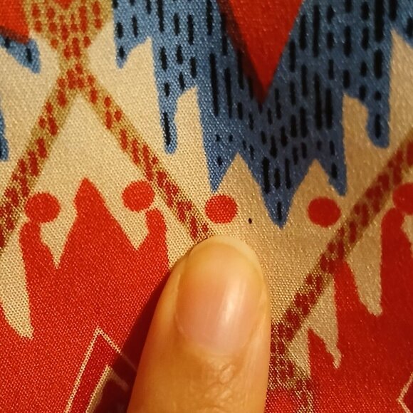 Hannah Women's Size S Red Colorful Button-Up Collared Blouse Roll Tab Sleeve - Picture 8 of 11